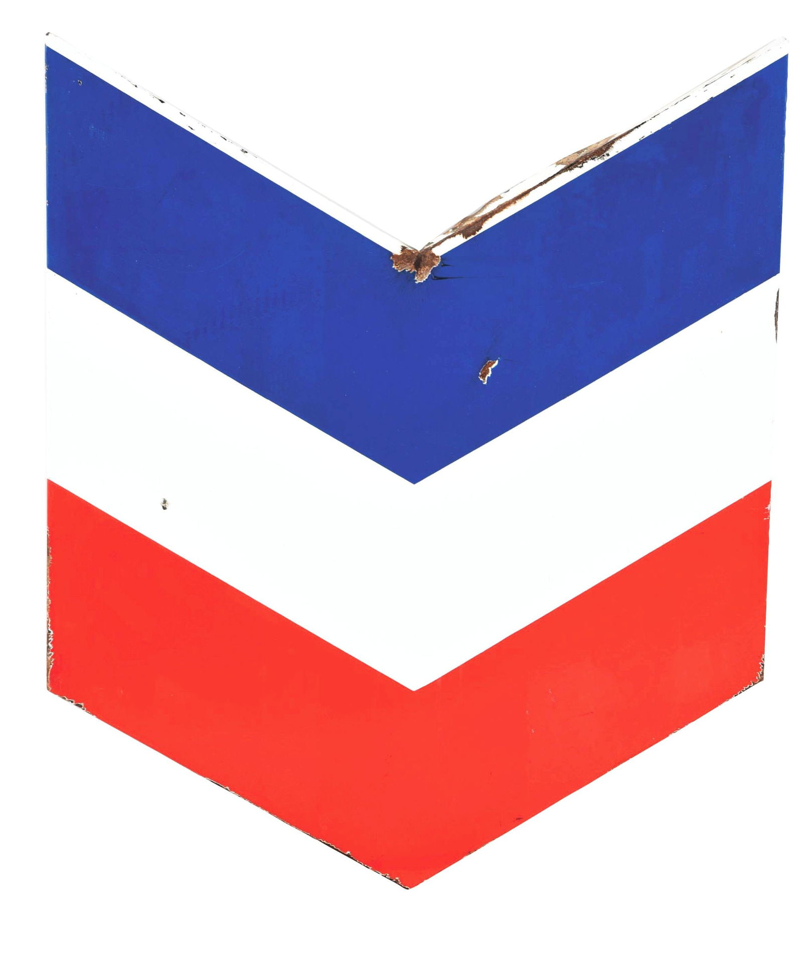 CHEVRON GASOLINE PORCELAIN ARROW SIGN. (1 of 2)