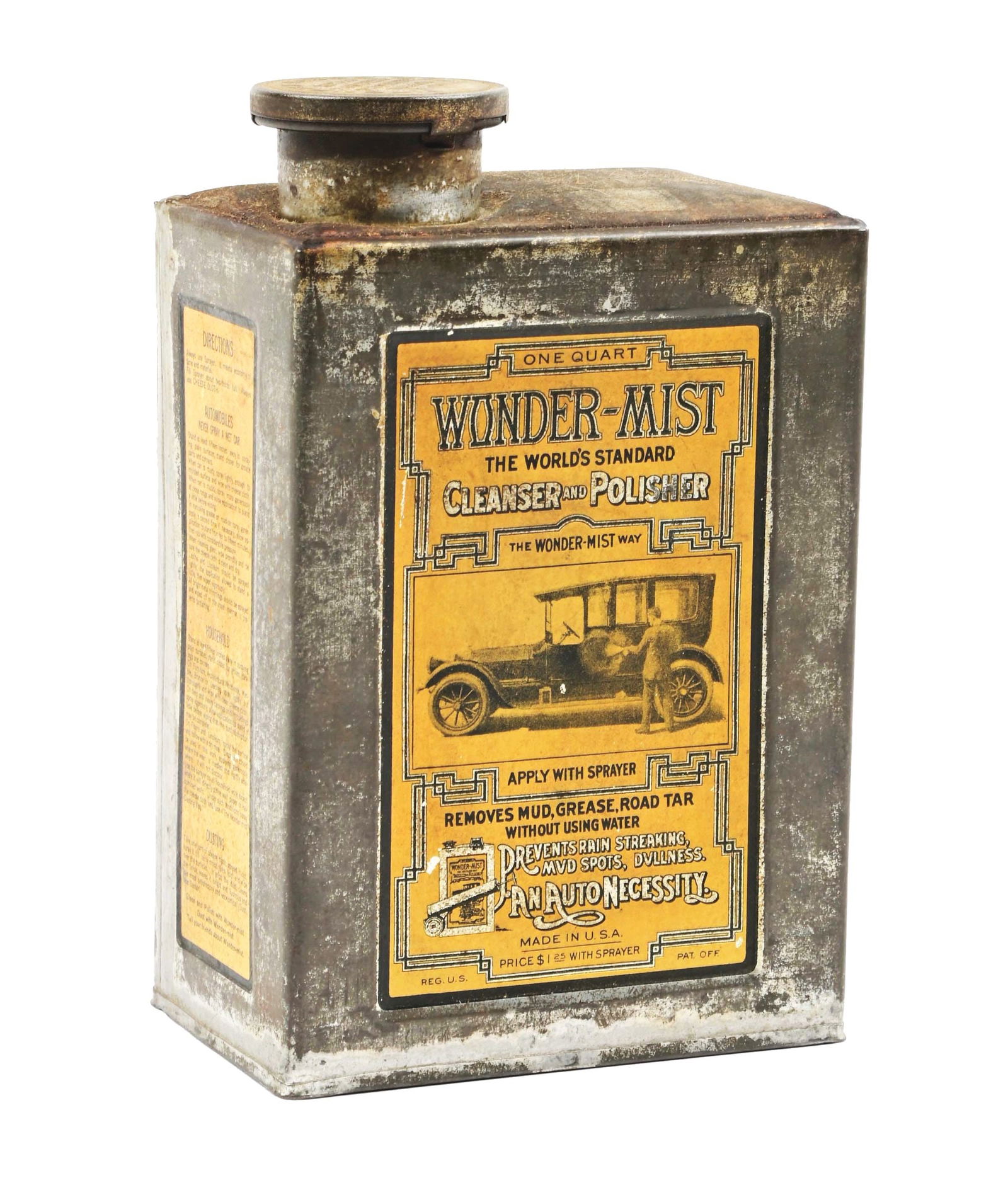 WONDER-MIST CLEANSER & POLISH ONE QUART CAN W/ CAR GRAPHIC. (1 of 5)