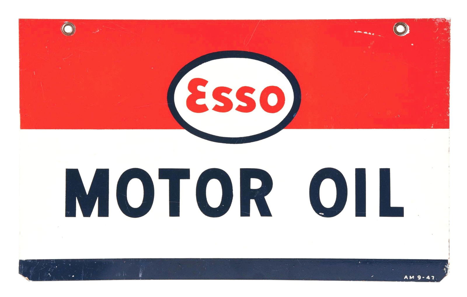 ESSO MOTOR OIL TIN CAN RACK SIGN. (1 of 4)