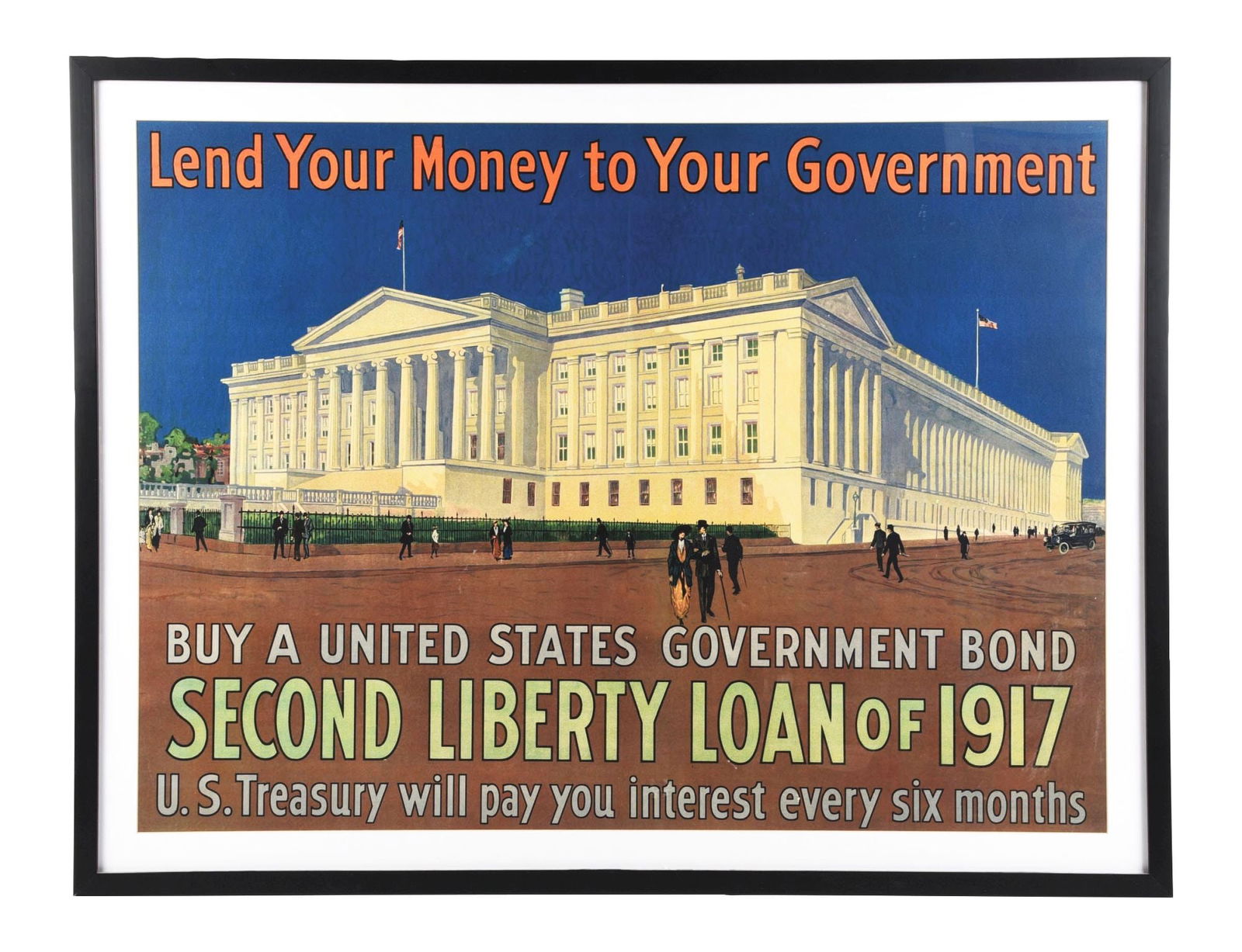 SECOND LIBERTY LOAN OF 1917 GOVERNMENT BOND PAPER LITHOGRAPH W/ CAPITOL BUILDING GRAPHIC (1 of 2)