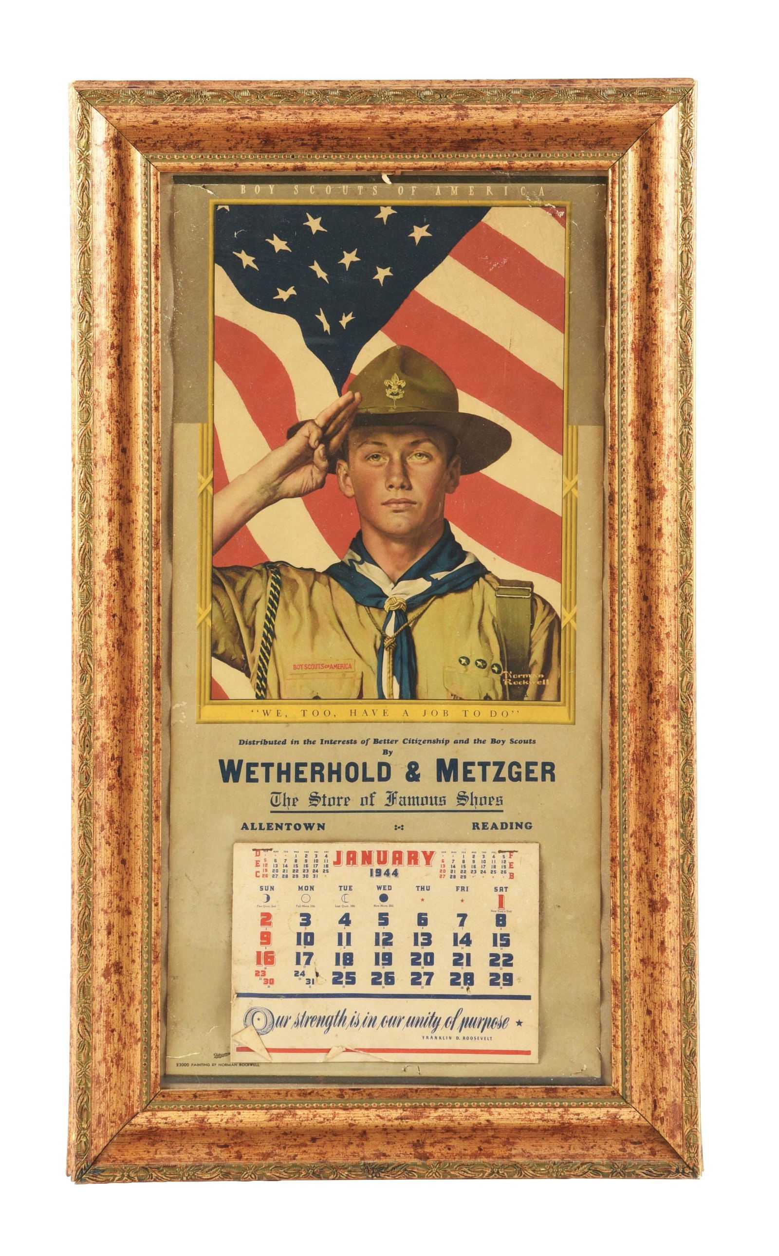 WETHERHOLD & METZGER PAPER LITHOGRAPH CALENDAR W/ BOY SCOUT GRAPHIC (1 of 3)