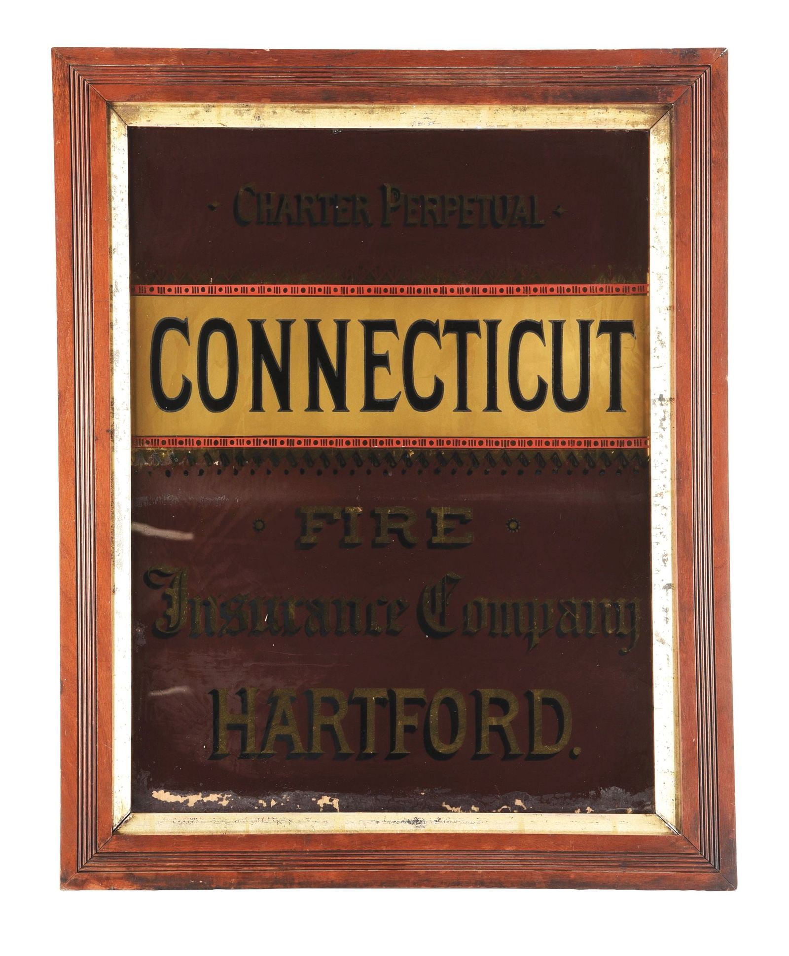 REVERSE PAINTED GLASS CONNECTICUT FIRE INSURANCE CO. ADVERTISEMENT (1 of 2)