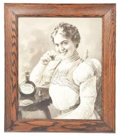 VINOL WINE TIN SIGN W/ WOMAN GRAPHIC.