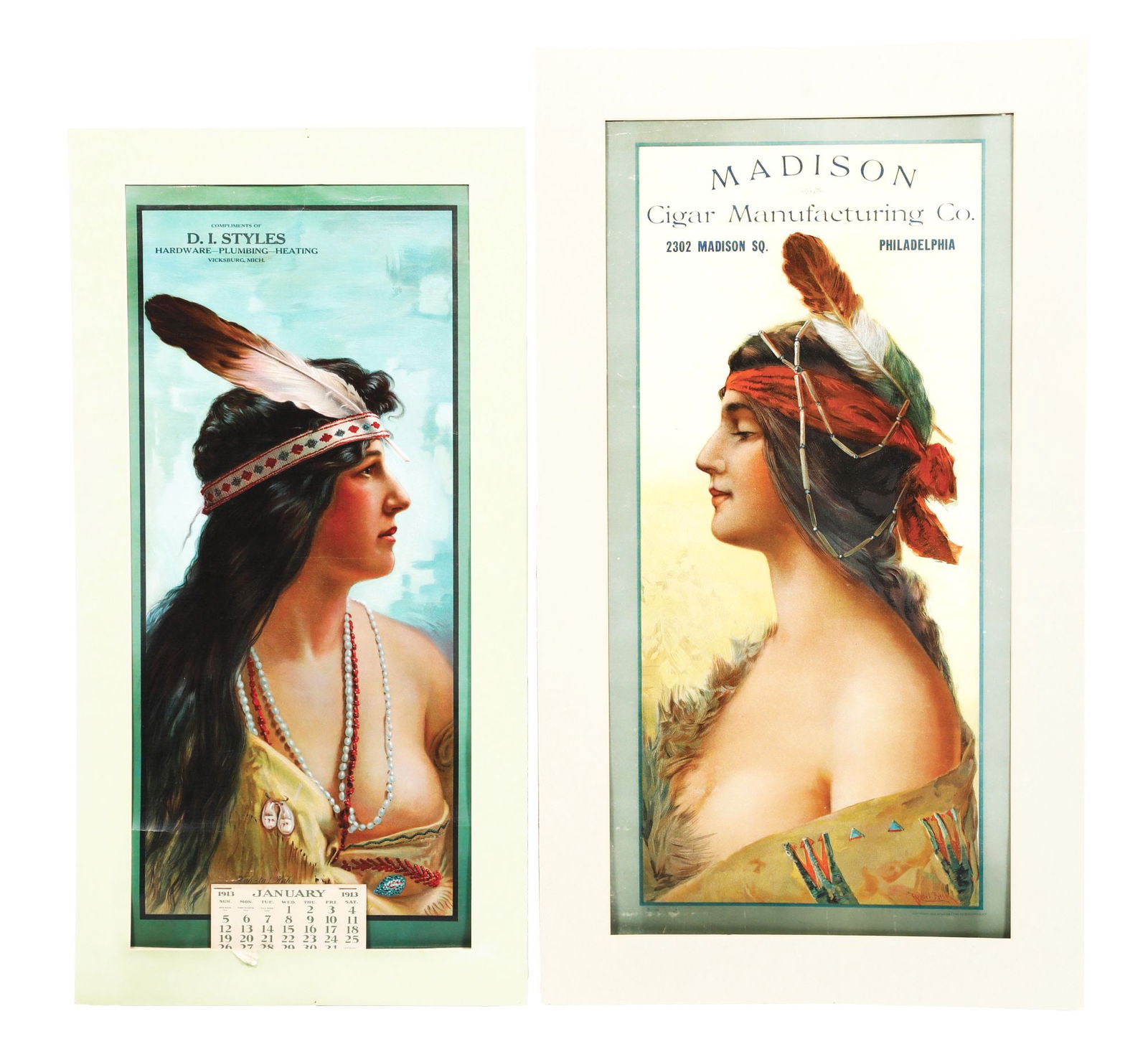 COLLECTION OF 2 PAPER LITHOGRAPHS W/ NATIVE AMERICAN GRAPHICS (1 of 2)