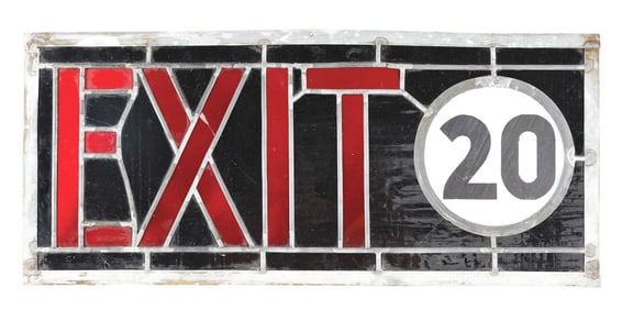 STAINED GLASS EXIT SIGN W/ NO. 20
