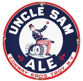 UNCLE SAM ALE PORCELAIN SIGN W/ UNCLE SAM GRAPHIC