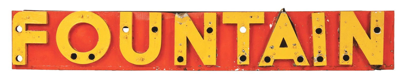 RIPPLED TIN "FOUNTAIN" NEON SIGN W/ 3D LETTERS. (1 of 2)