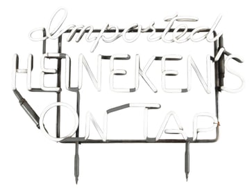 IMPORTED HEINEKENS ON TAP SKELETON NEON SIGN