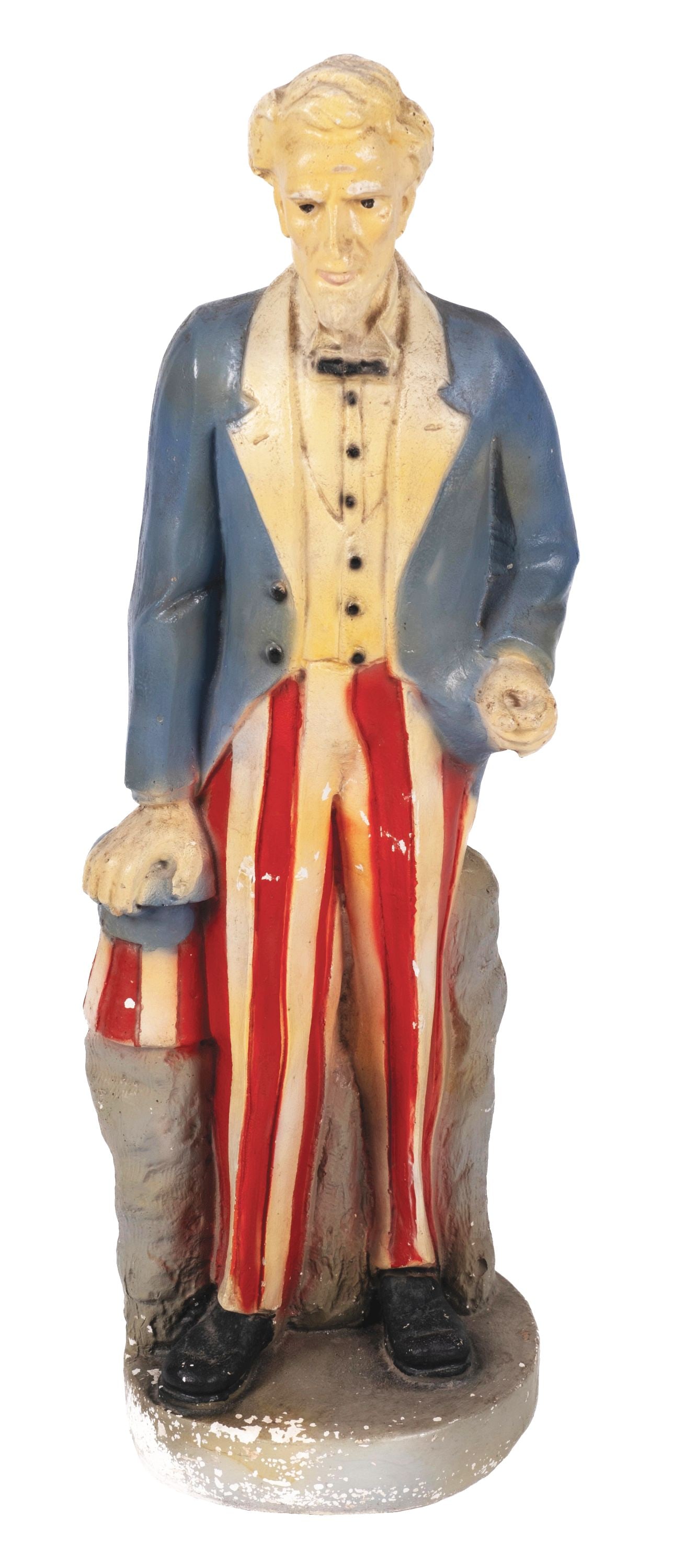 LARGE UNCLE SAM CHALKWARE FIGURAL FLAG HOLDER (1 of 5)