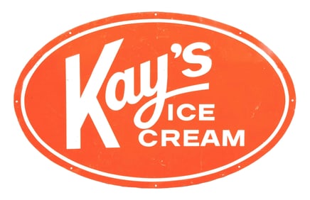 KAY'S ICE CREAM SELF-FRAMED EMBOSSED TIN SIGN