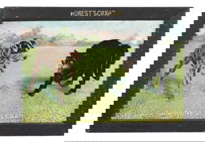 HONEST SCRAP CANVAS PAINTING W/ CAT & DOG GRAPHIC