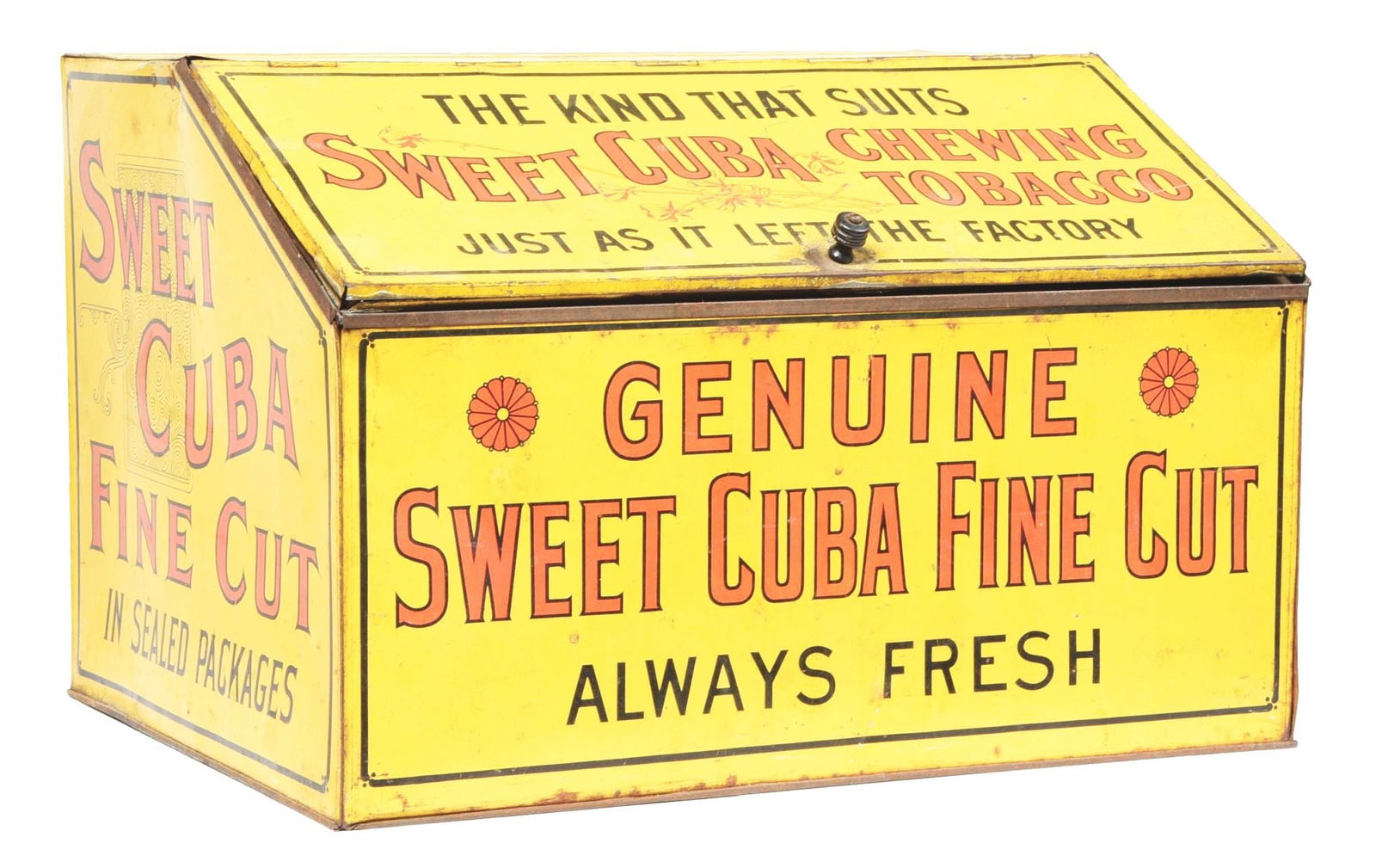 LARGE FORMAT LIFT-LID SWEET CUBA TOBACCO TIN (1 of 4)