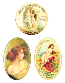 COLLECTION OF 3: VINTAGE NUDES POCKET MIRRORS.