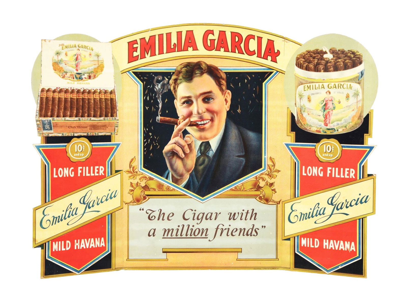 EMILIA GARCIA CARDBOARD LITHOGRAPH W/ GENTLEMAN GRAPHIC. (1 of 2)