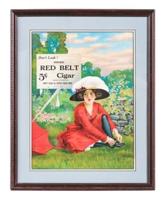 5¢ RED BELT CIGAR FRAMED ADVERTISING