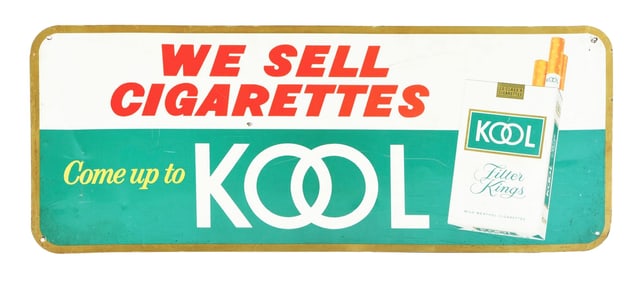KOOL CIGARETTES TIN SIGN W/ CIGARETTE PACK GRAPHIC