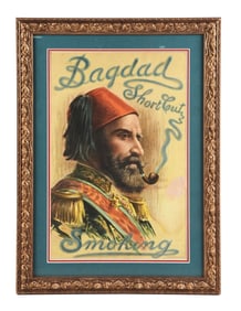 BAGDAD SHORT-CUT SMOKING TOBACCO PAPER LITHOGRAPH.