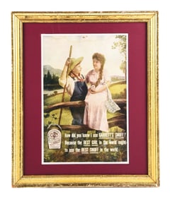 LEVI GARRETT & SONS TOBACCO SCOTCH & RAPPEE SNUFF CARDSTOCK LITHOGRAPH W/ MAN AND WOMAN GRAPHIC