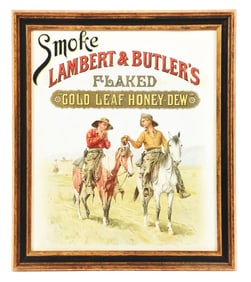 LAMBERTS & BUTLER FLAKED TOBACCO LEAF PAPER LITHOGRAPH W/ COWBOY GRAPHIC.