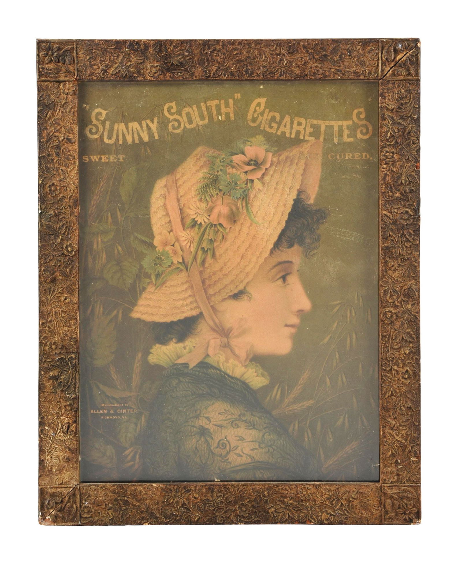 SUNNY SOUTH CIGARETTES FRAMED ADVERTISEMENT (1 of 3)