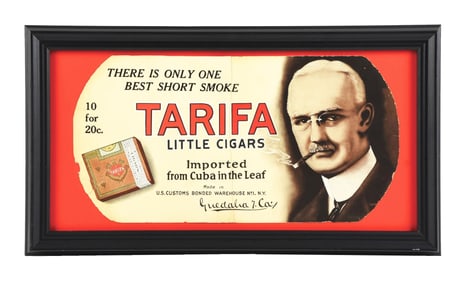 TARIFA LITTLE CIGARS CARDSTOCK LITHOGRAPH W/ PORTRAIT GRAPHIC