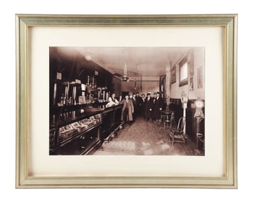 BLACK AND WHITE TOBACCO SALOON PHOTOGRAPH