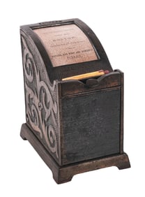 COUNTERTOP CAST IRON MATCH DISPENSER FROM THE EUREKA MATCH SAFE CO.