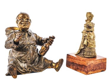 A PAIR OF DESKTOP FIGURAL MATCH HOLDERS