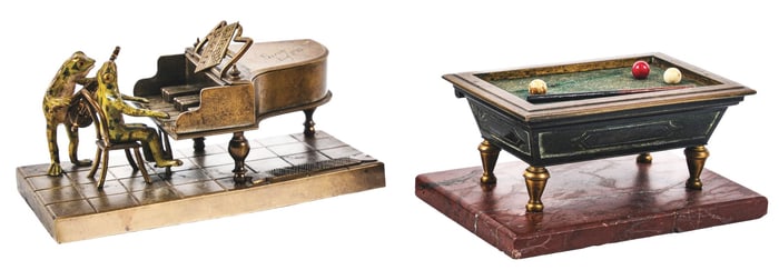 A PAIR OF DESKTOP FIGURAL MATCH HOLDERS