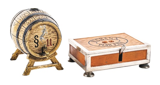 A PAIR OF DESK MOUNT CIGAR CUTTERS