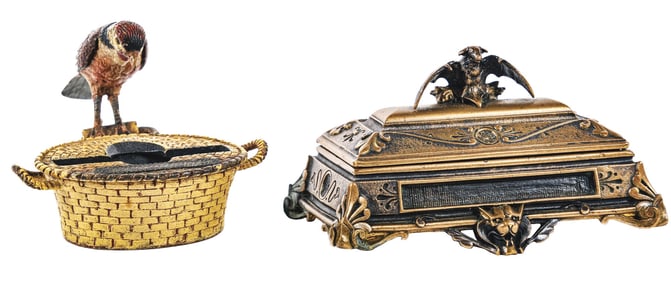 A PAIR OF DESKTOP MATCH HOLDERS