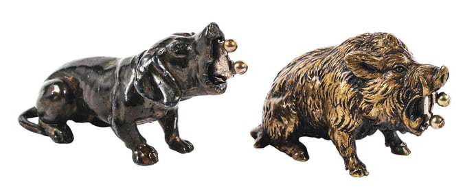 A PAIR OF FIGURAL CIGAR CUTTERS