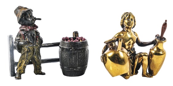 A PAIR OF WONDERFUL DESKTOP SMOKING ACCESSORIES