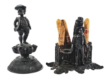 A PAIR OF DESKTOP CIGAR HOLDER AND LIGHTER