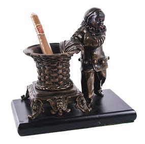 CAST BRONZE CIGAR HOLDER & LIGHTER