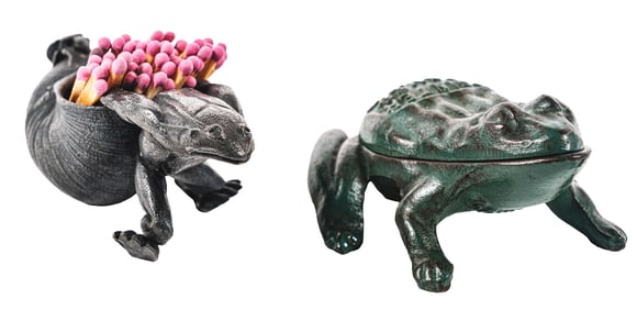 A PAIR OF FIGURAL DESKTOP MATCH HOLDERS