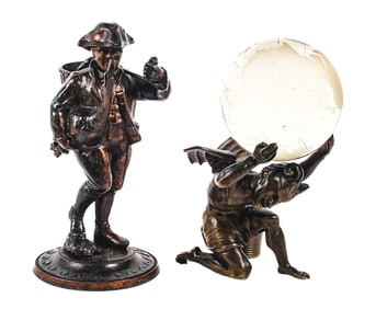 A PAIR OF FIGURAL DESKTOP SMOKING ACCESSORIES