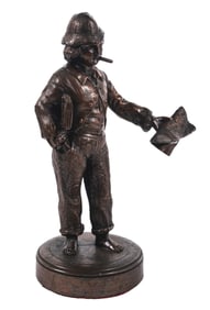 CAST BRONZE FIGURAL DESKTOP CIGAR LIGHTER