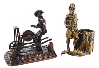 A PAIR OF DESKTOP CIGAR & MATCH HOLDERS