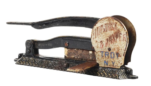 RARE CAST IRON TOBACCO CUTTER FOR FITZPATRICK & DRAPER
