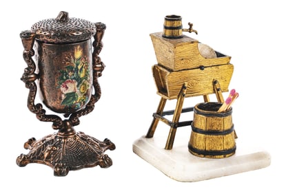 A PAIR OF DESKTOP MATCH HOLDERS