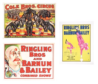 COLLECTION OF 3 RINGLING BROS. AND BARNUM AND BAILEY CANVAS ADVERTISING