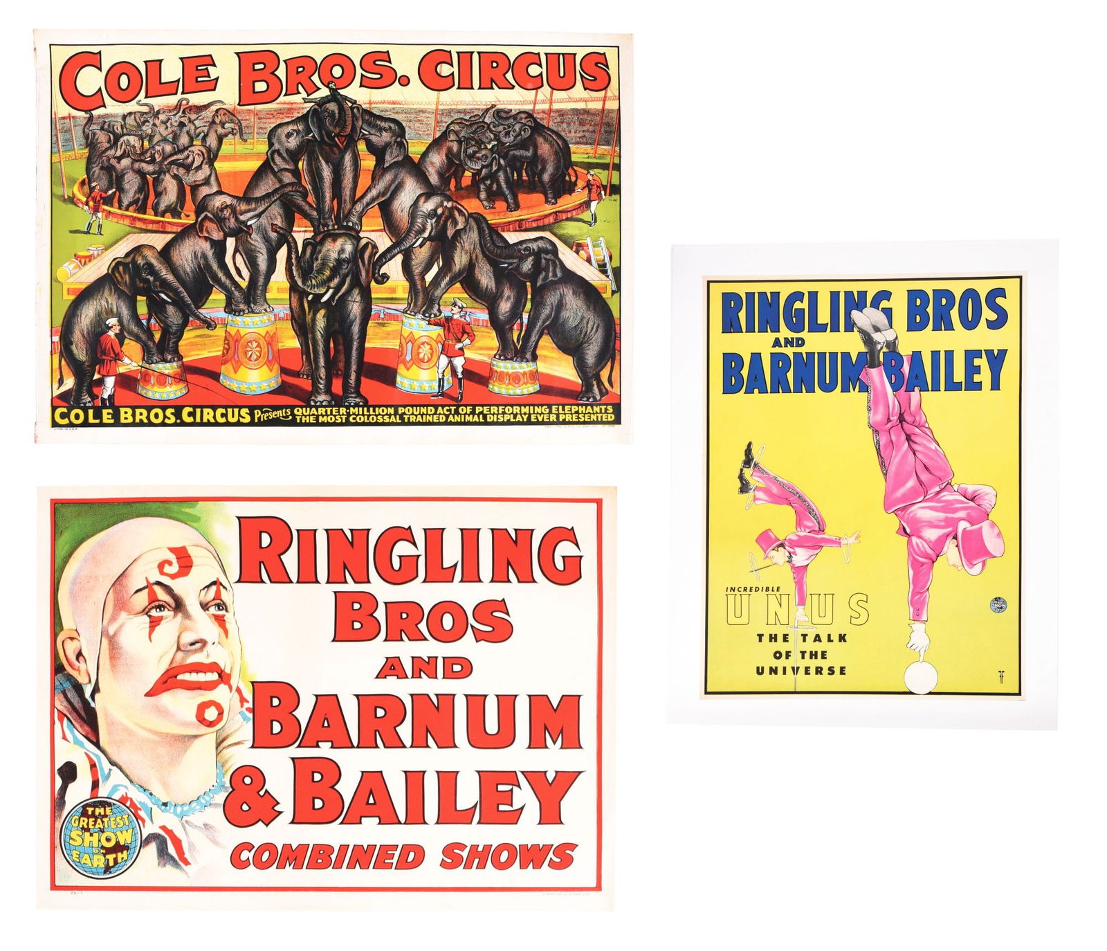 COLLECTION OF 3 RINGLING BROS. AND BARNUM AND BAILEY CANVAS ADVERTISING (1 of 6)