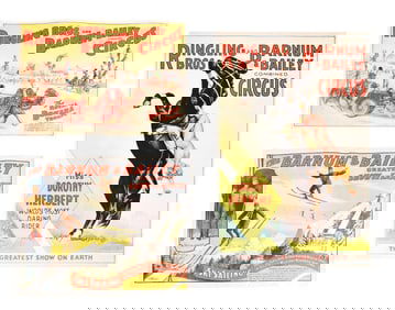 COLLECTION OF 3 RINGLING BROS. AND BARNUM AND BAILEY CIRCUS POSTERS W/ LINEN BACKS.