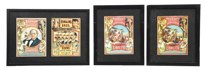 COLLECTION OF 3 BARNUM AND BAILEY MAGAZINE & DAILY REVIEW PAPER LITHOGRAPHS W/ OUTSTANDING CIRCUS
