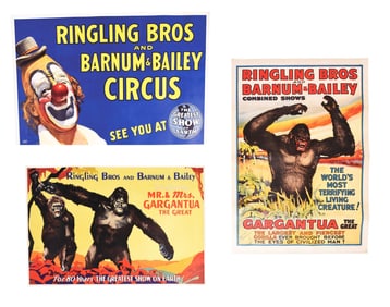 COLLECTION OF 3 RINGLING BROS. AND BARNUM AND BAILEY CIRCUS POSTERS W/ LINEN BACKING