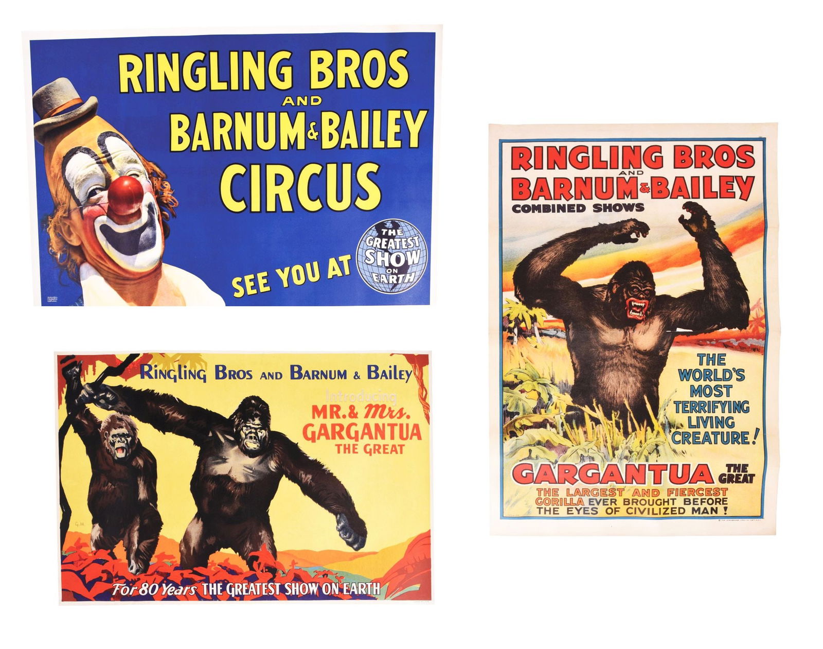 COLLECTION OF 3 RINGLING BROS. AND BARNUM AND BAILEY CIRCUS POSTERS W/ LINEN BACKING (1 of 6)
