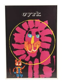 EUROPEAN "CYRK" PRINT W/ UNIQUE LION GRAPHIC