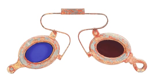 OPTICAL LENSES & GLASSES TRADE SIGN W/ BLUE & RED LENSES