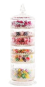 VERY UNIQE SIX TIER GLASS COUNTRY STORE CANDY JAR